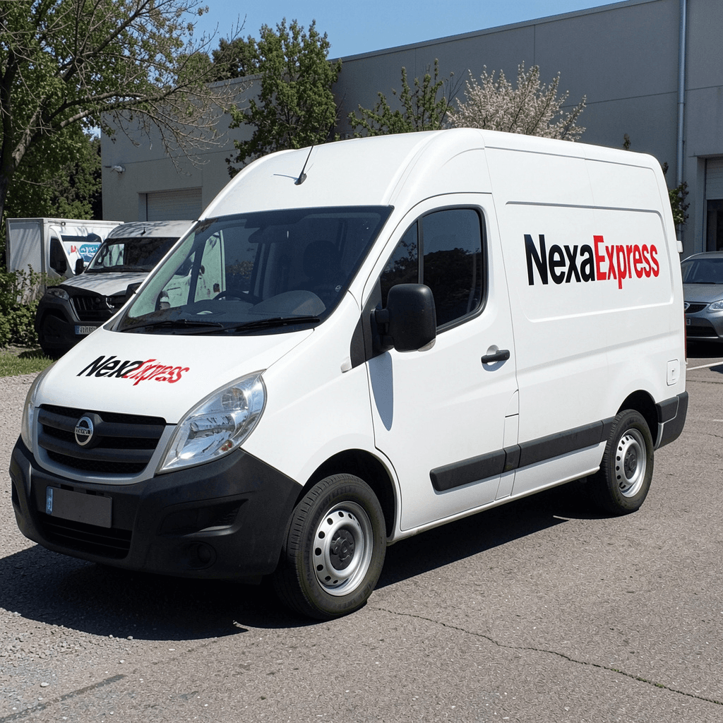 NexaExpress branded white delivery van parked